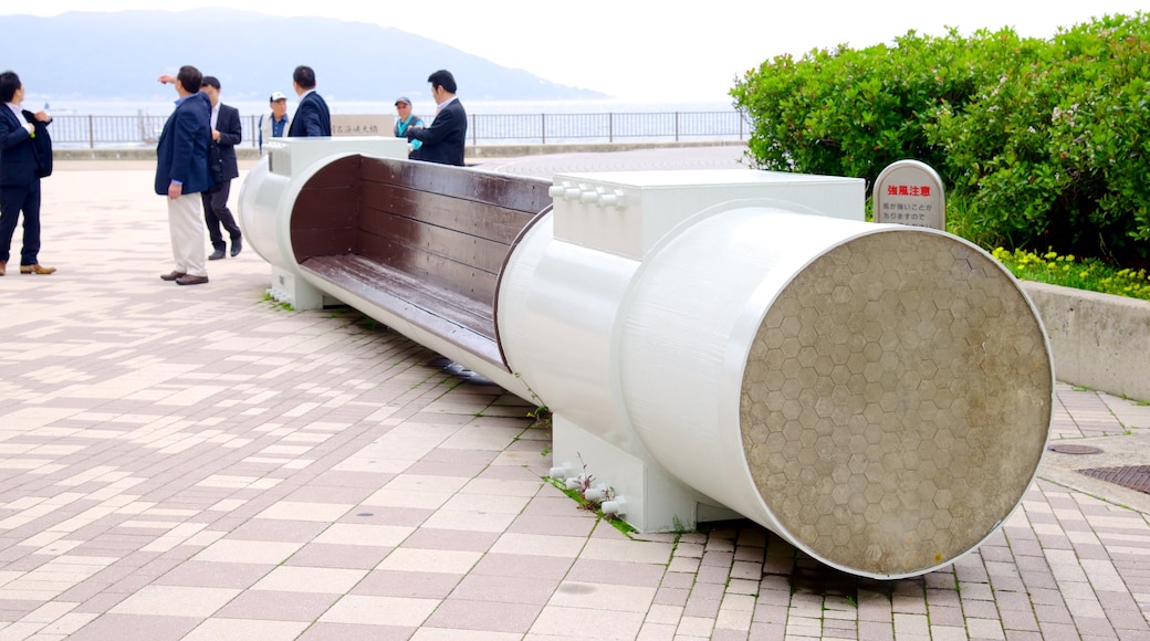 Akashi Kaikyo Bridge showing a bridge, outdoor art and art