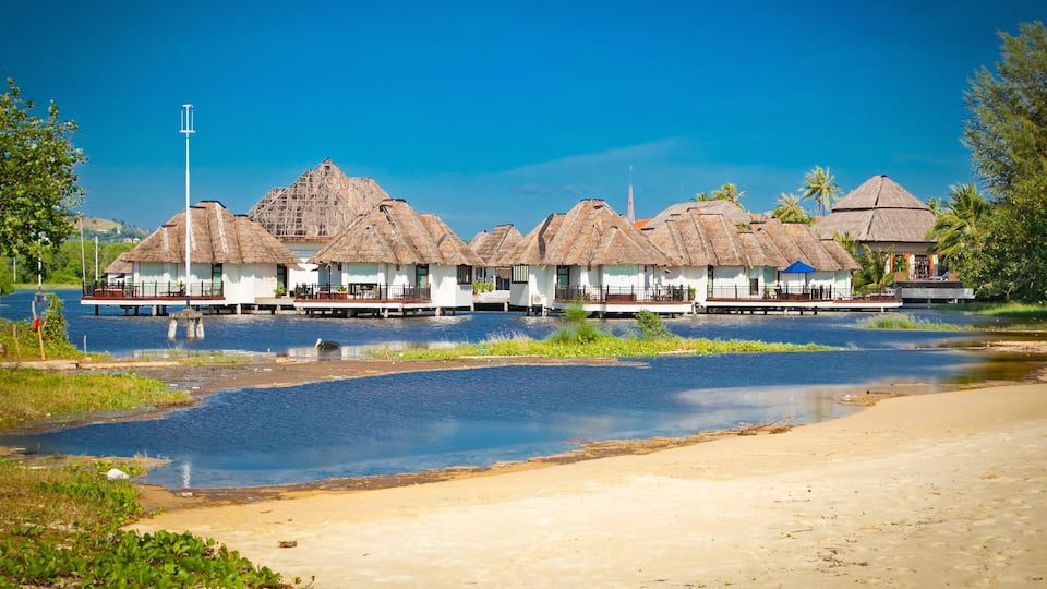 Sihanoukville featuring a coastal town, a beach and general coastal views