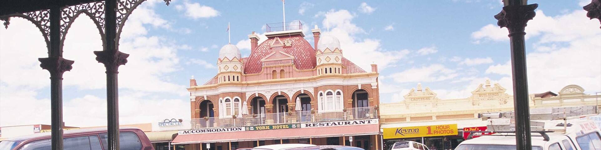 Kalgoorlie - Boulder showing street scenes and a city as well as a couple