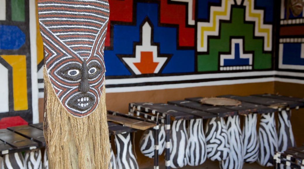 Lesedi Cultural Village featuring interior views and art