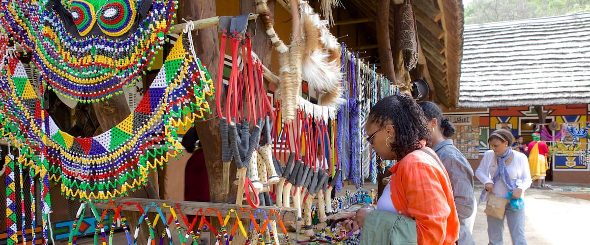 Lesedi Cultural Village which includes a small town or village, markets and shopping