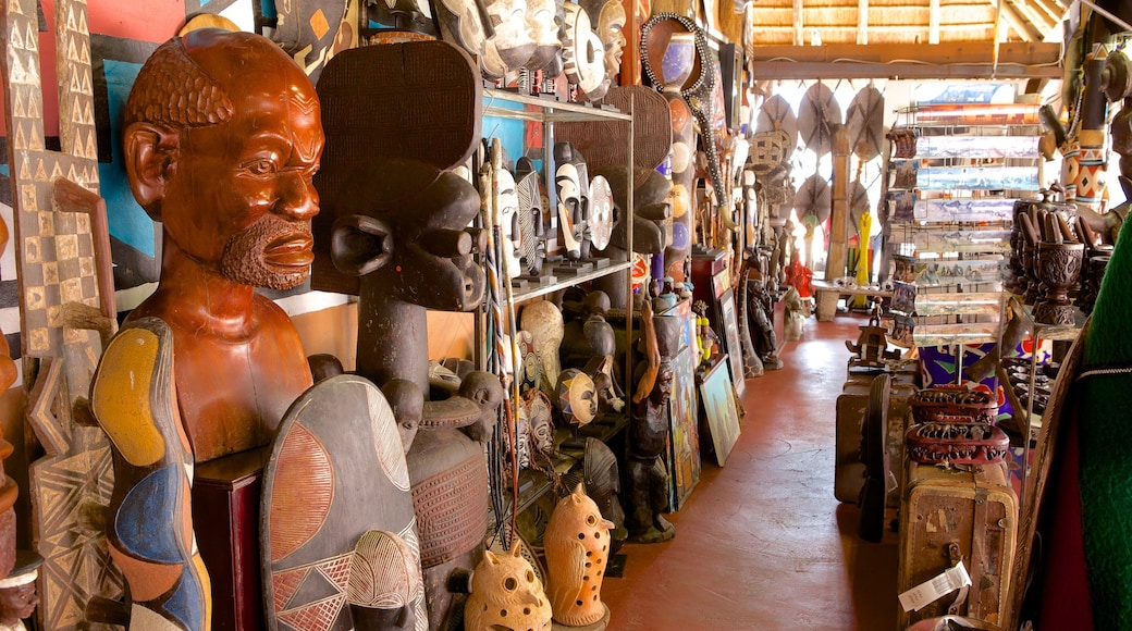 Lesedi Cultural Village featuring art, interior views and markets