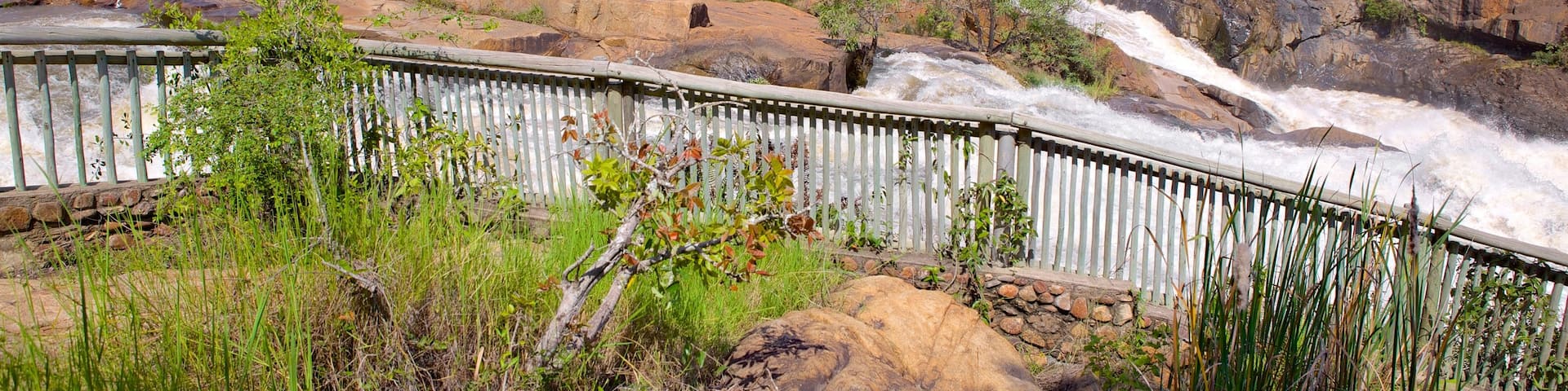 Lowveld Botanical Garden showing a river or creek, landscape views and a garden