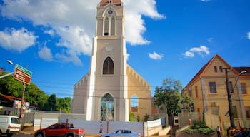 Cathedral of St. John the Baptist showing a small town or village, religious elements and a church or cathedral