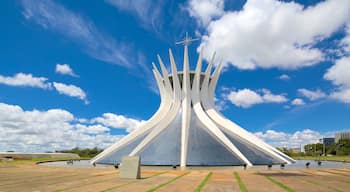 Brasilia which includes religious elements, a church or cathedral and modern architecture