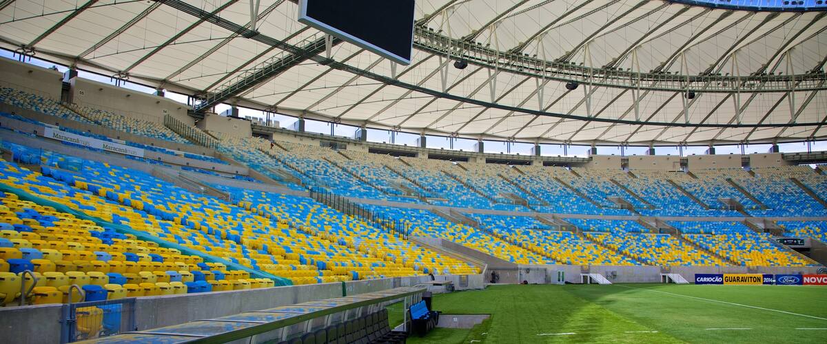 Maracana Stadium which includes interior views and modern architecture