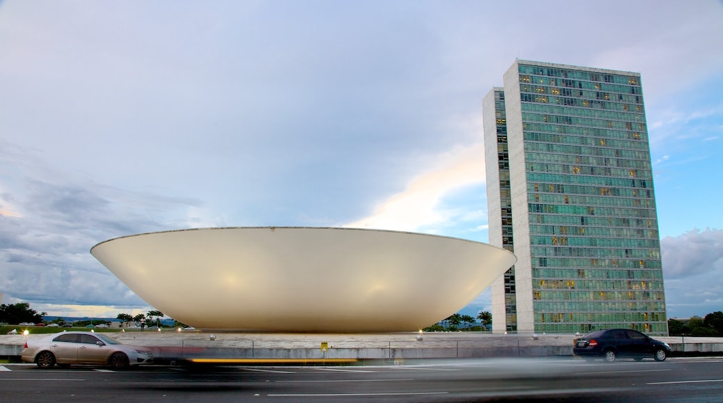 National Congress of Brazil which includes street scenes, a city and modern architecture