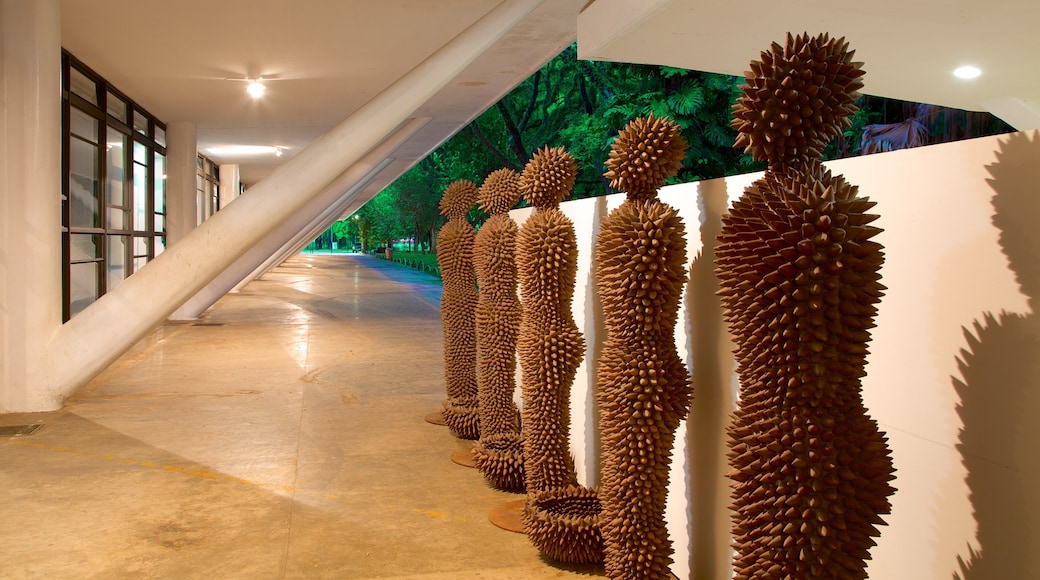 Ibirapuera Park showing interior views, a park and outdoor art