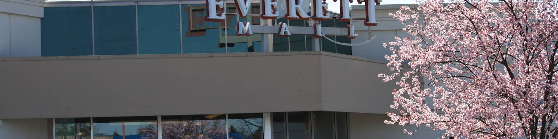 Everett welches beinhaltet Beschilderung und moderne Architektur
