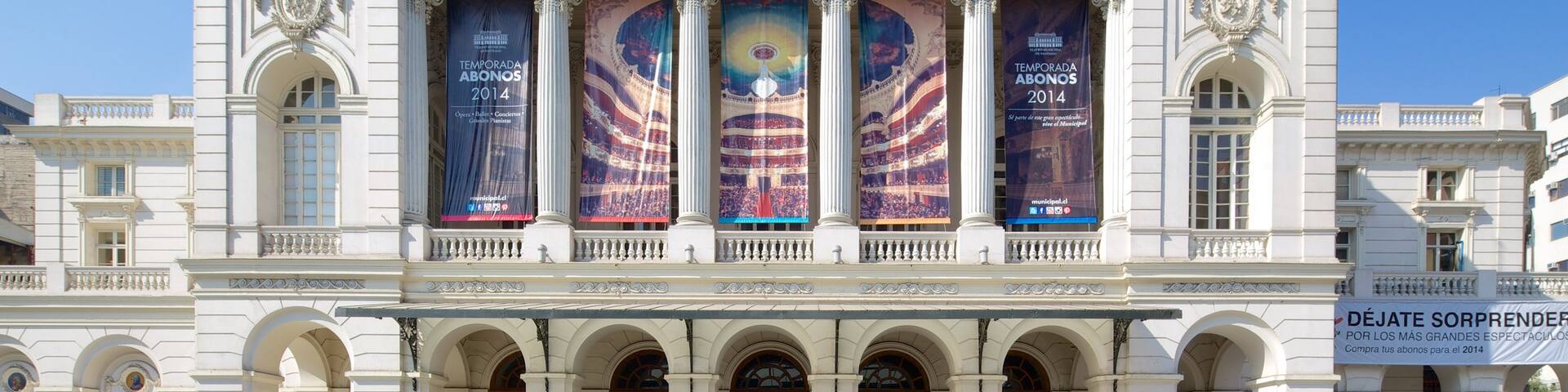 Municipal Theatre of Santiago showing heritage architecture and theatre scenes