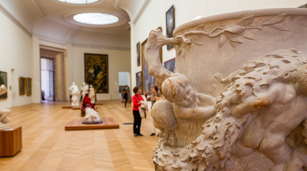 Petit Palais showing interior views and a statue or sculpture
