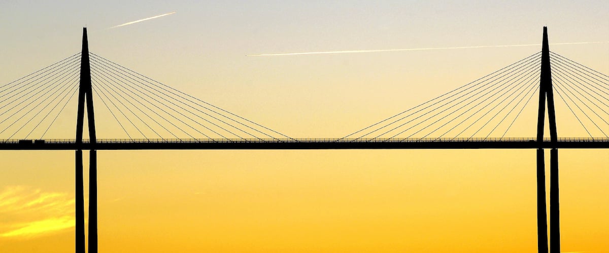 Millau featuring a sunset and a bridge