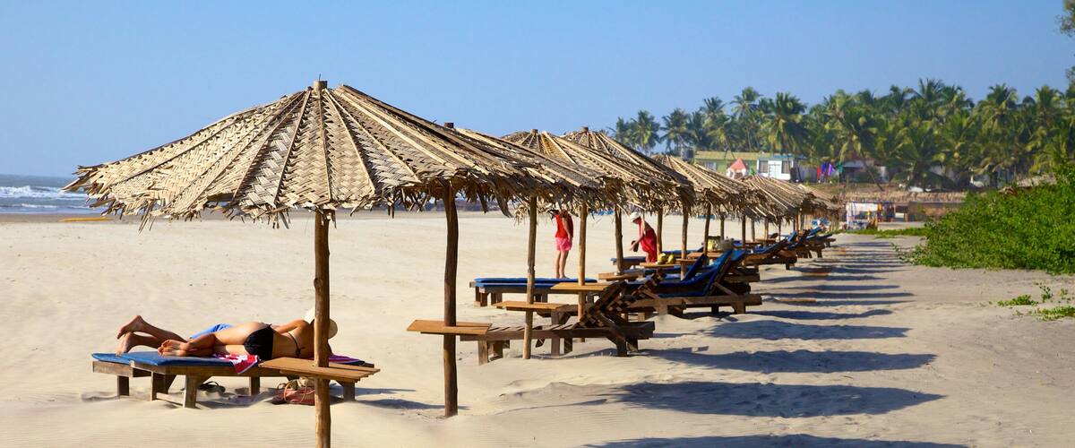 Ashvem Beach showing a beach