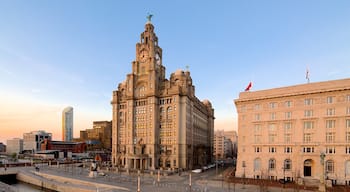 Royal Liver Building showing a city and heritage architecture