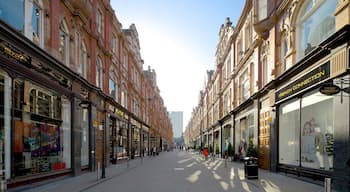 Victoria Quarter montrant scĂšnes de rue et patrimoine architectural