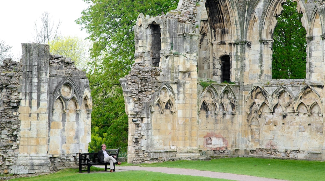 St. Mary\'s Abbey ofreciendo un jardín y una ruina