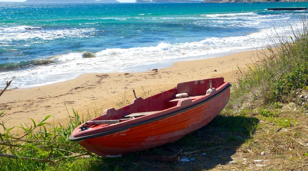 Arillas Beach showing landscape views and a beach