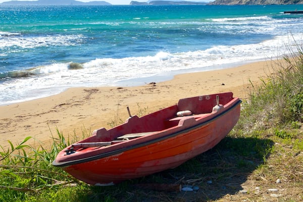 Arillas Beach which includes landscape views and a sandy beach