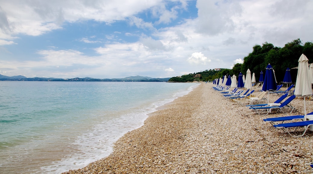 Barbati Beach das einen Steinstrand, Sandstrand und tropische Szenerien