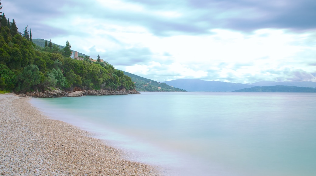 Barbati Beach showing landscape views, a pebble beach and a beach