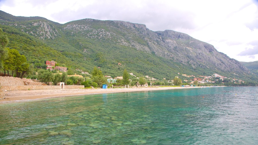 Barbati Beach showing landscape views, general coastal views and a beach