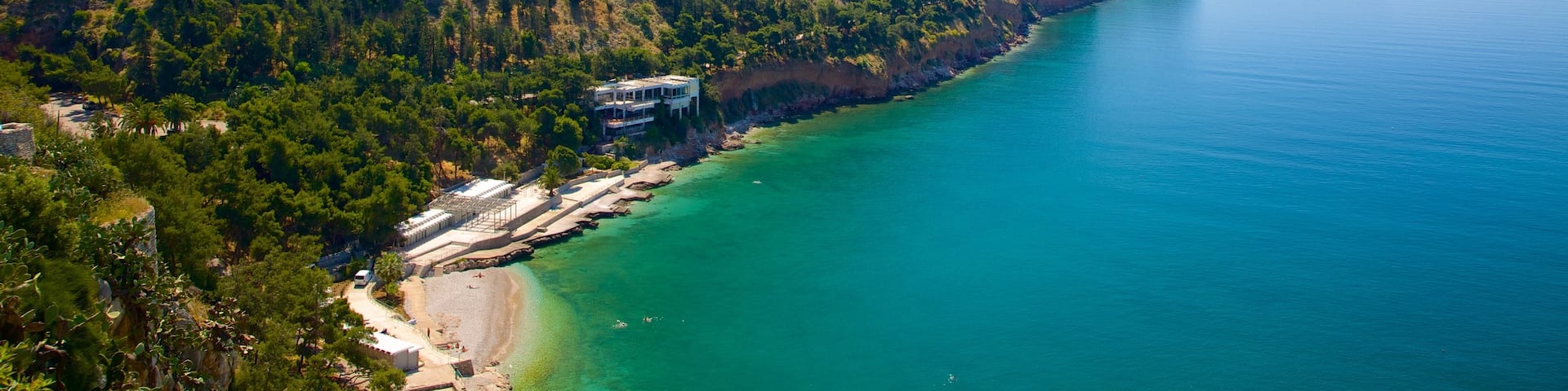 Arvanitia Beach showing general coastal views