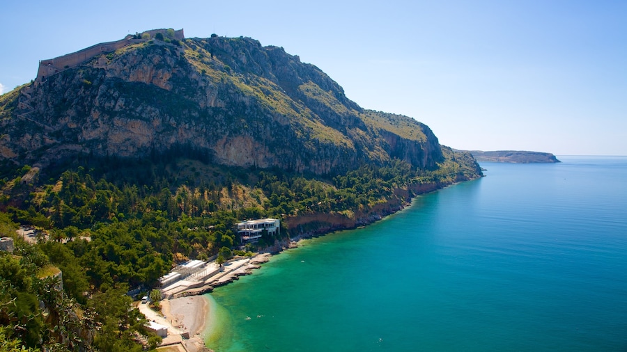 Arvanitia Beach showing general coastal views