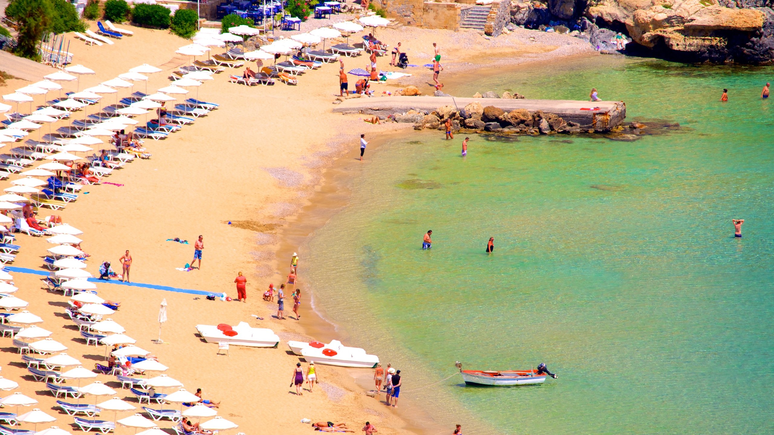 Lindos Beach which includes a sandy beach