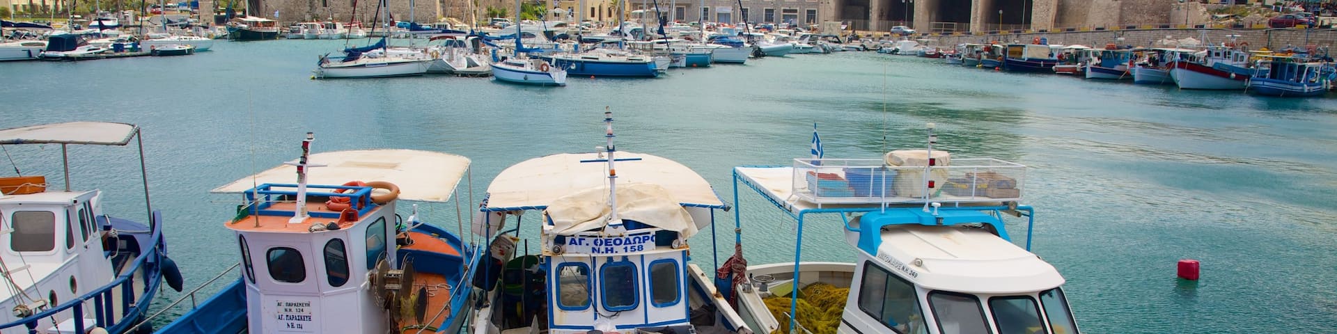 Heraklion Port showing a marina
