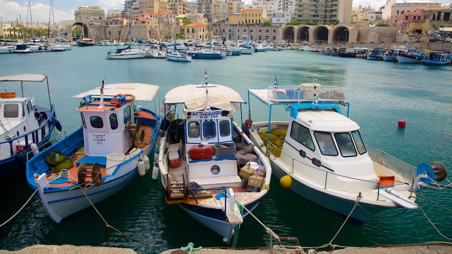 Heraklion Port showing a marina