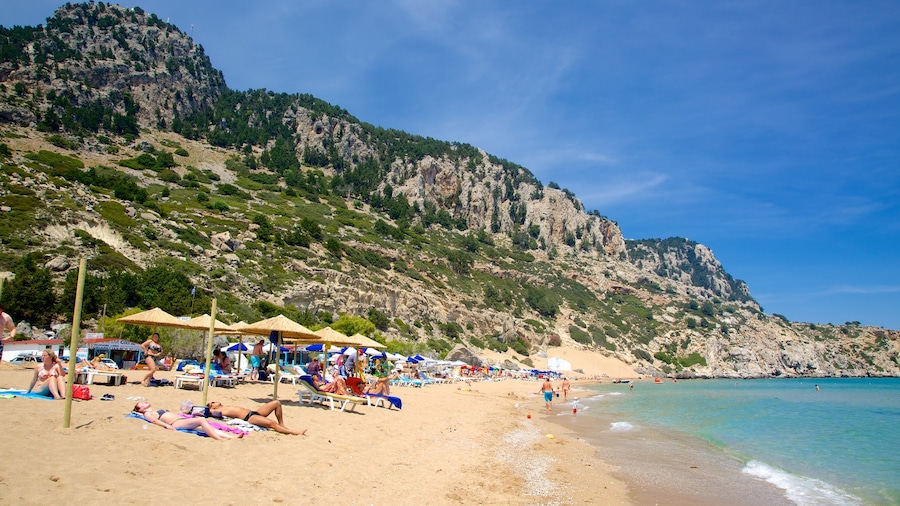Strand von Tsambika welches beinhaltet Landschaften, Strand und allgemeine Küstenansicht