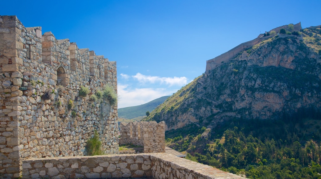 Acronafplia que incluye vistas de paisajes, patrimonio de arquitectura y castillo o palacio