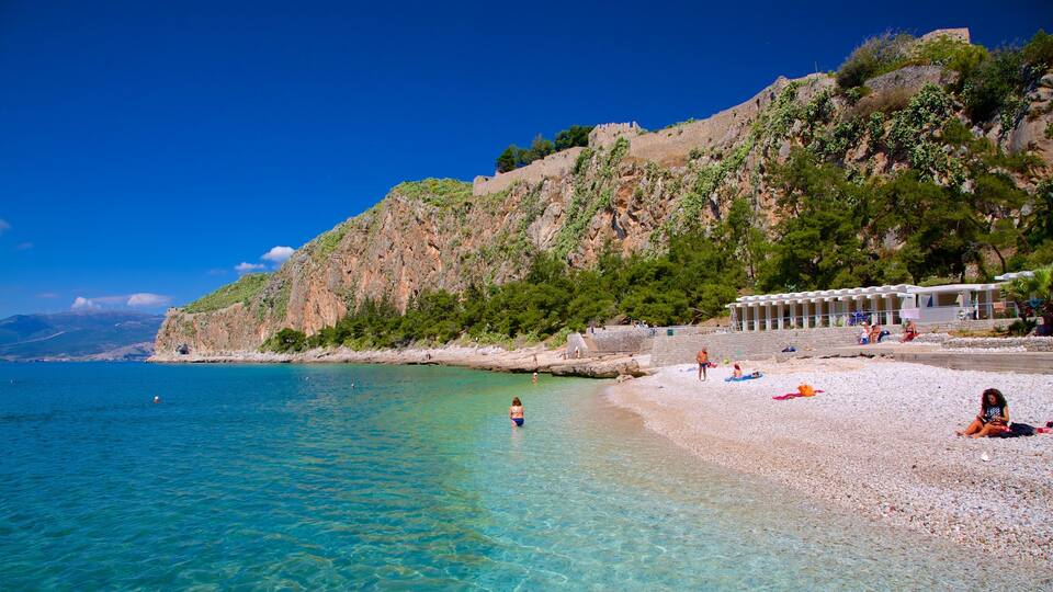 Arvanitia Beach showing a pebble beach