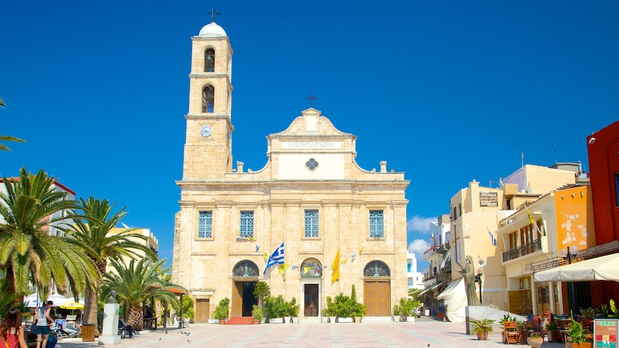 Chania featuring a square or plaza, a church or cathedral and religious elements