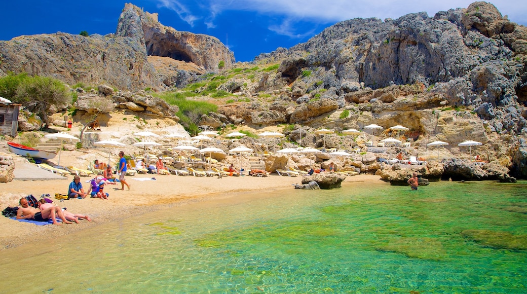 Rhodos som inkluderar en sandstrand