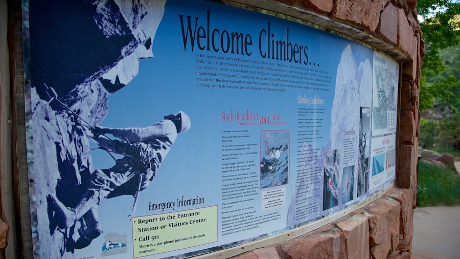 Eldorado Canyon State Park featuring signage