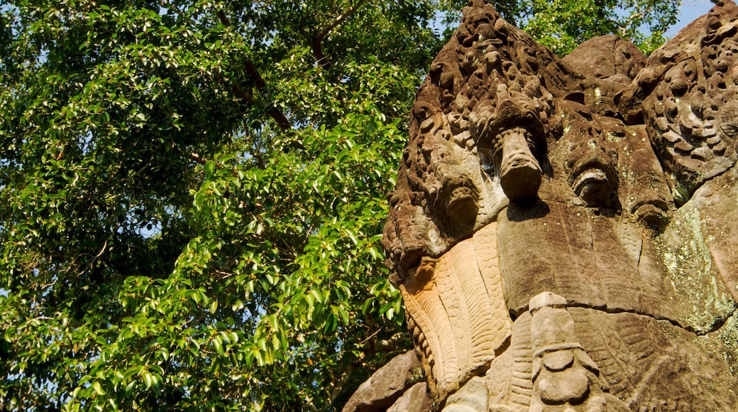 Cambodja toont vervallen gebouwen en een tempel of gebedshuis