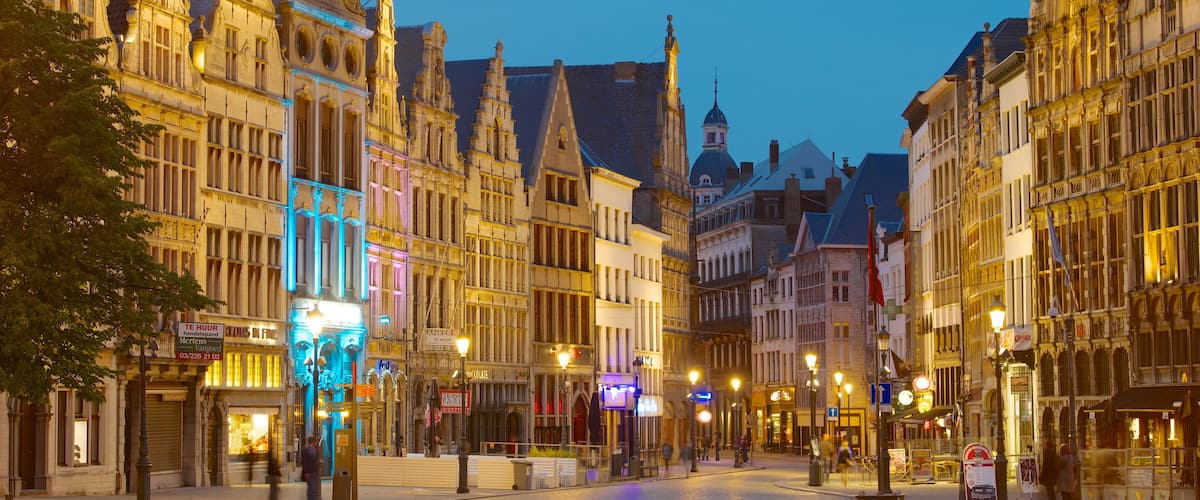 Bélgica ofreciendo un parque o plaza y escenas nocturnas