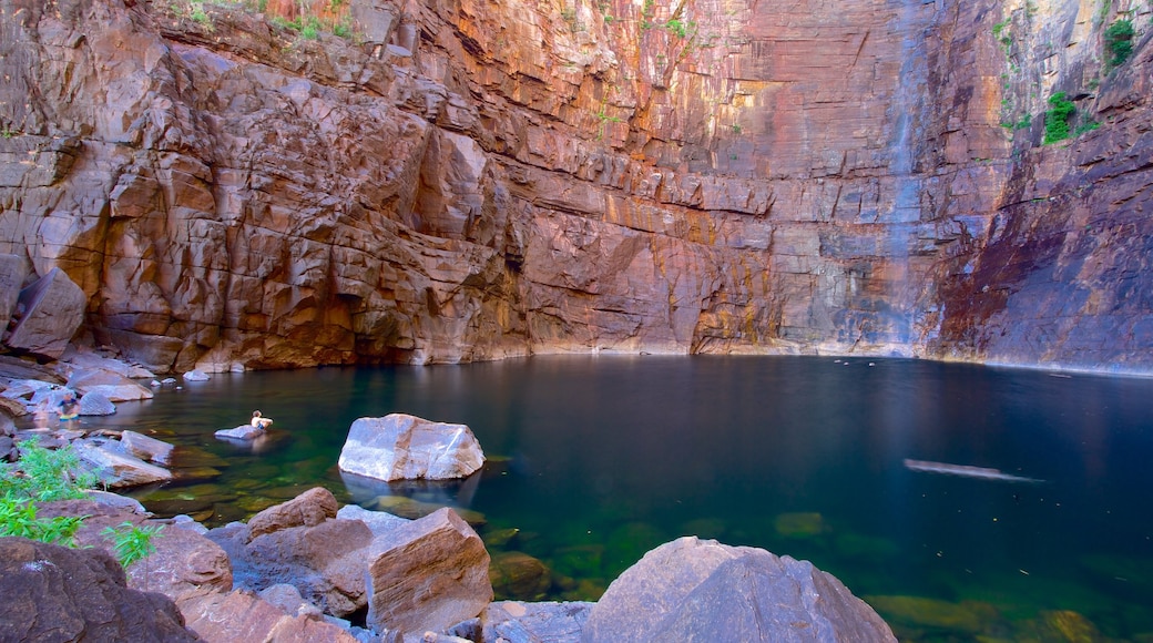 Jim Jim Falls showing a gorge or canyon