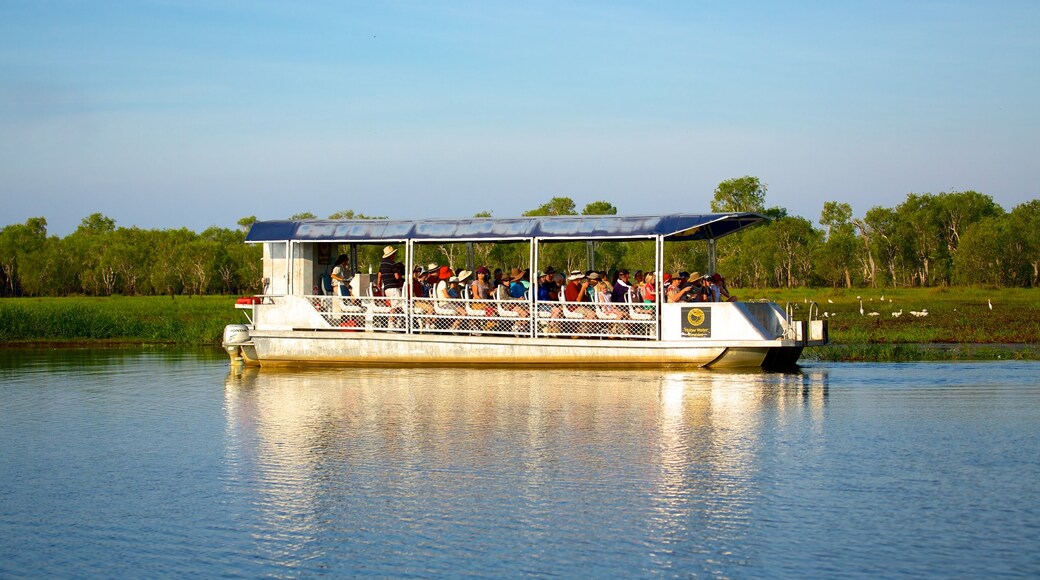 Yellow Water Billabong showing boating and a river or creek