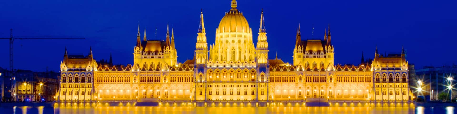Hungary showing a river or creek, night scenes and heritage architecture