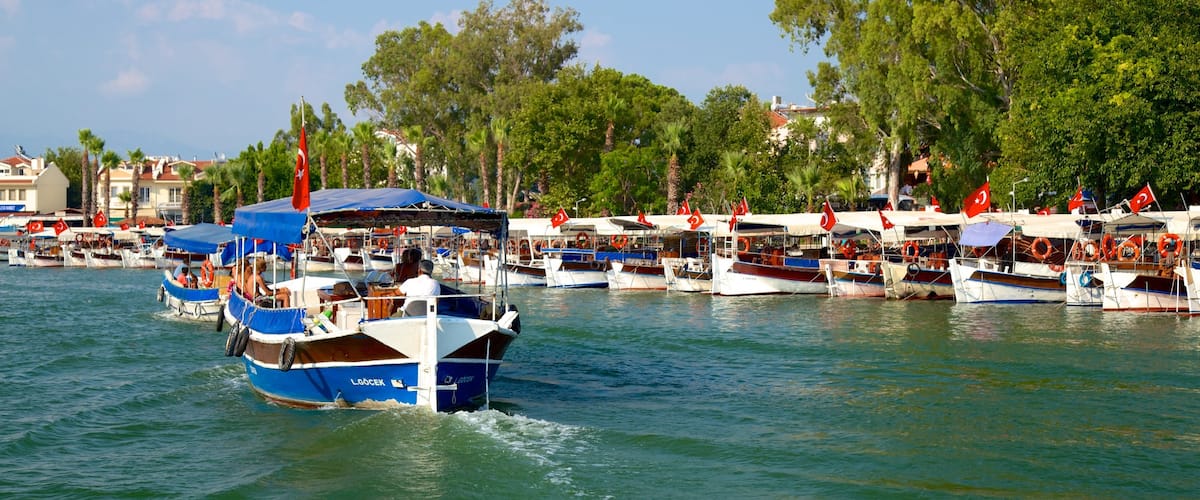 Dalyan mettant en vedette marina et navigation