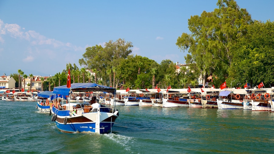 Dalyan showing boating and a marina