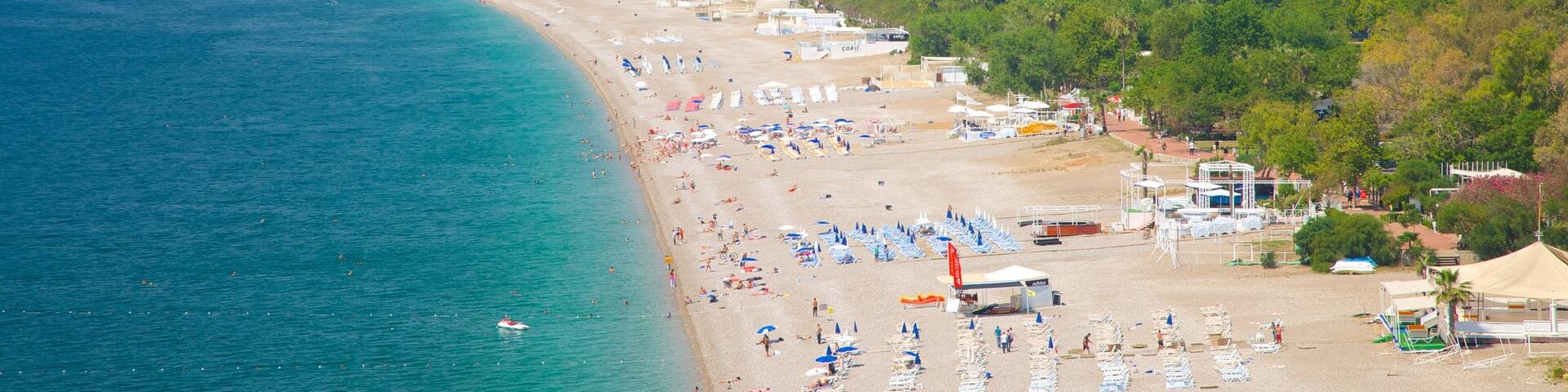 Konyaalti Beach Park featuring landscape views, a coastal town and a luxury hotel or resort