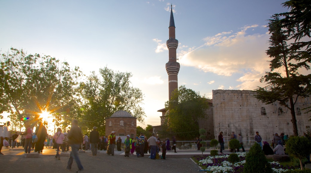 Haci Bayram Mosque showing a sunset and a mosque