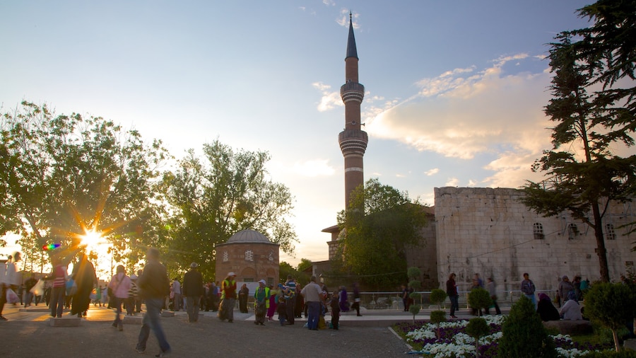 Haci Bayram Mosque showing a mosque and a sunset