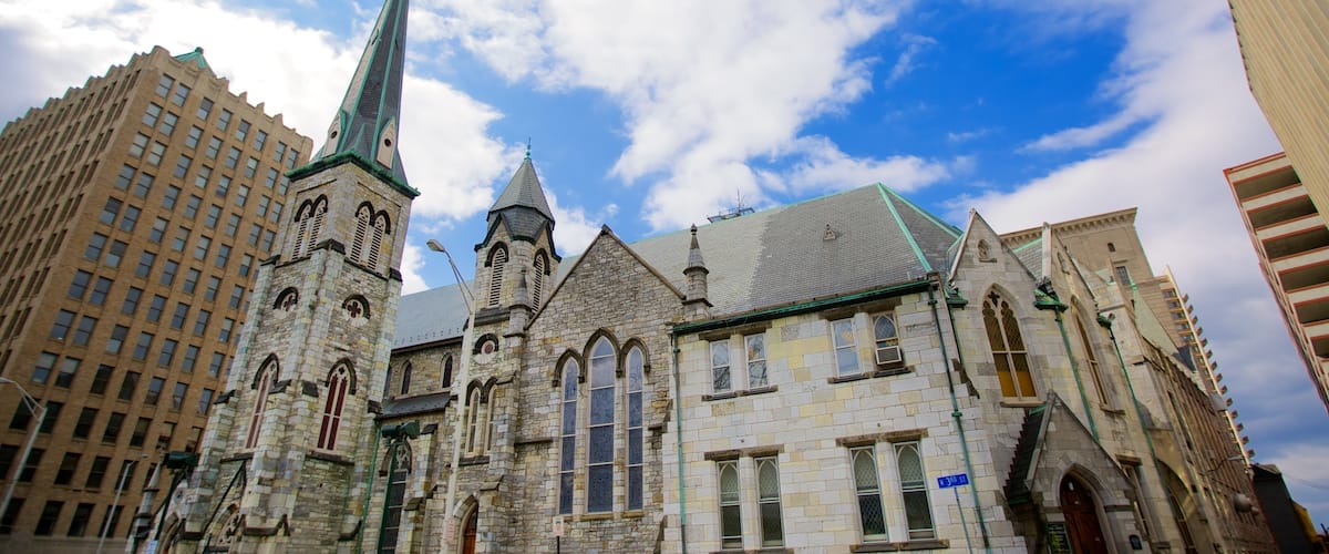 Harrisburg showing a church or cathedral and heritage architecture