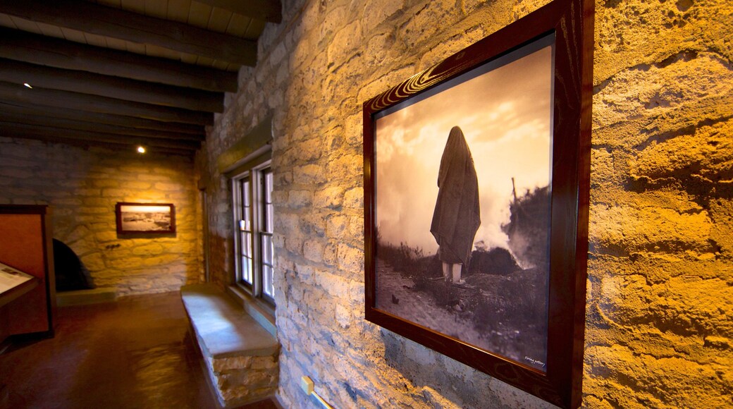 Puye Cliff Dwellings showing interior views and art