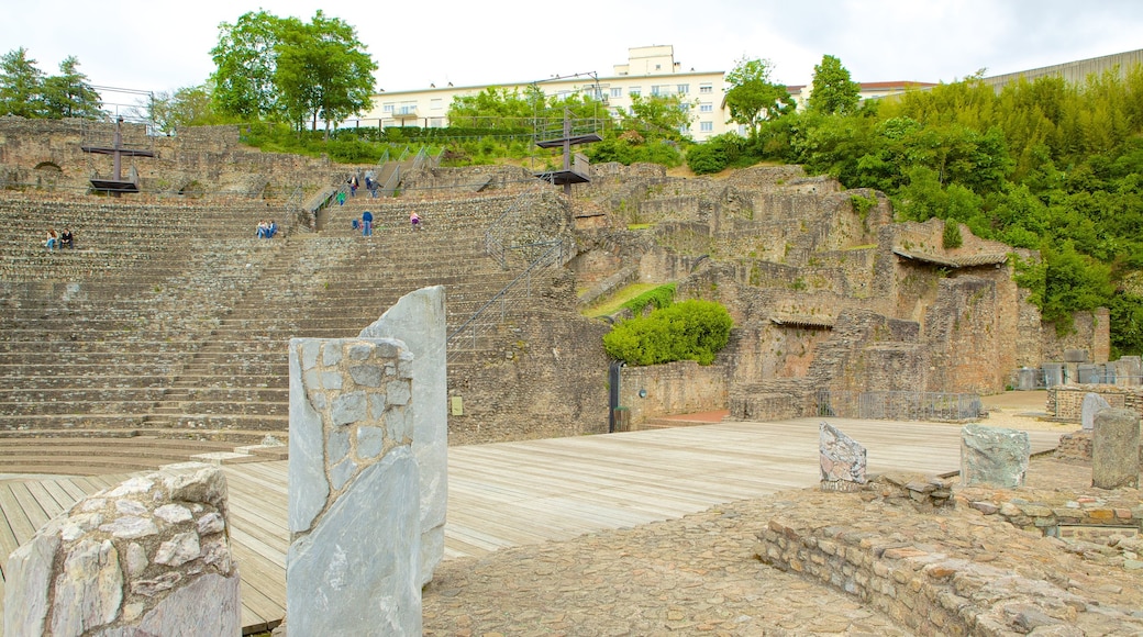 Roman Theatres of Fourviere showing building ruins