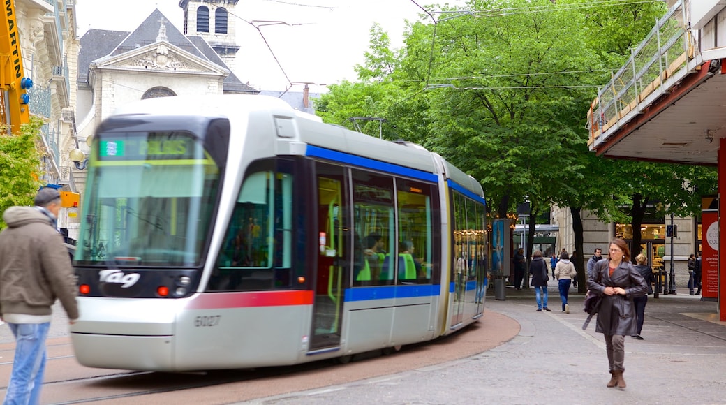 Grenoble featuring street scenes and railway items